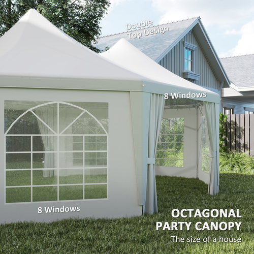 Outsunny 6.8 x 5m Garden Octagonal Gazebo Party Wedding Tent Heavy Duty Marquee - Cheap Tent