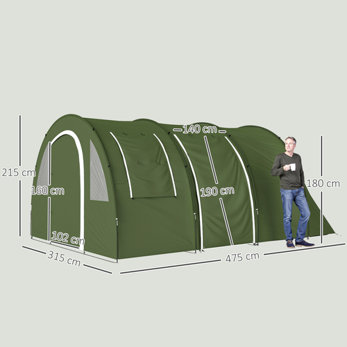 Outsunny 5-6 Man Family Tent Camping Tent with 2 Room and Carry Bag - Cheap Tent