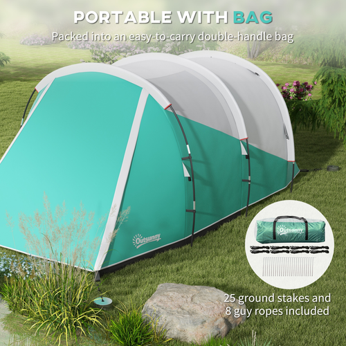 Outsunny 3000mm Waterproof Camping Tent with 2 Rooms for 4-5 Man, Green - Cheap Tent