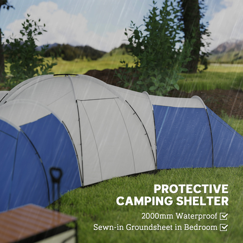 Outsunny Large Tunnel Tent with 3 Bedroom, Living Area and Porch - Cheap Tent