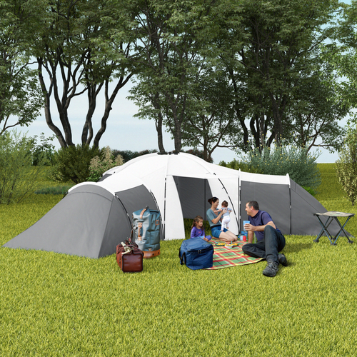 Outsunny Large Camping Tent with 3 Bedroom, Living Area and Porch for 6-9 Man - Cheap Tent