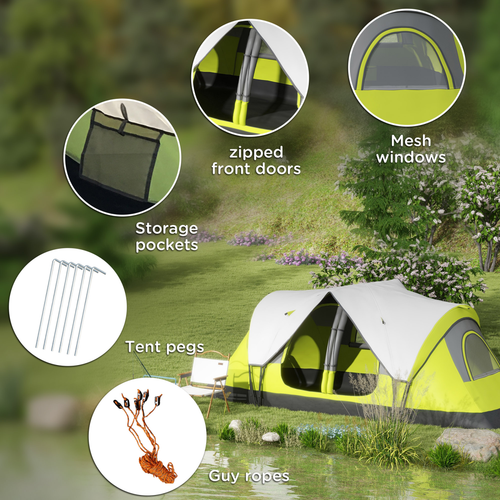 Outsunny 2 Room Camping Tent with Waterproof Rainfly & Screen Panels - Cheap Tent