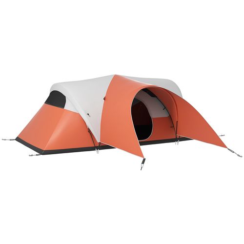 Outsunny 3000mm Waterproof Camping Tent w/ Porch & Sewn in Groundsheet, Orange - Cheap Tent