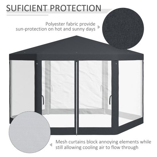 Outsunny Hexagonal Gazebo Patio, Outdoor Canopy Patio Party Tent Dark Grey - Cheap Tent