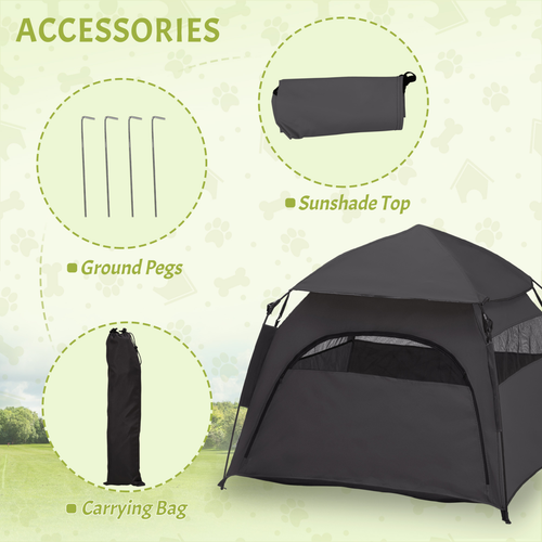 PawHut Foldable Dog Cat Tent with Waterproof Oxford Cloth, Carry Bag, Grey - Cheap Tent