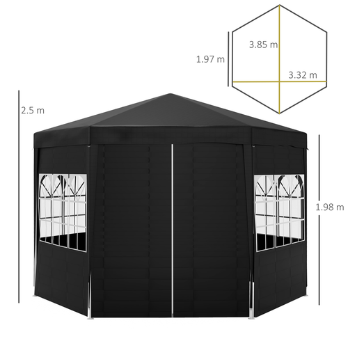 Outsunny 3.9m Outdoor Gazebo Canopy Party Tent with 6 Removable Side Walls - Cheap Tent