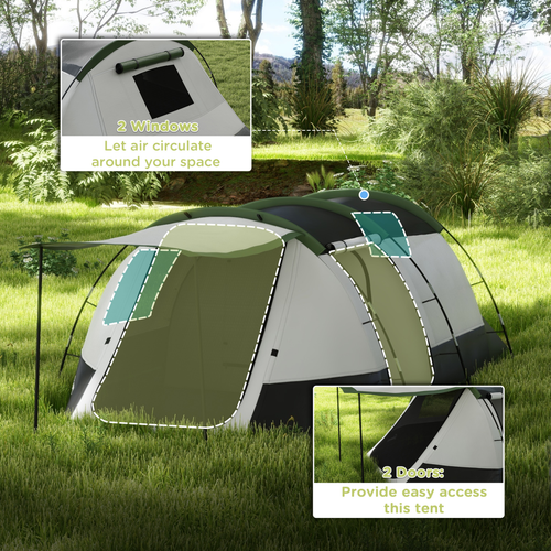 Outsunny Tunnel Tent with Bedroom, Living Room and Porch for 3-4 Man - Cheap Tent