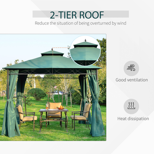 Outsunny 3 x 3m Metal Garden Gazebo Marquee Party Tent Canopy Pavilion Sidewalls - Cheap Tent