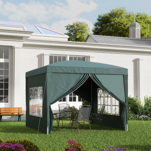 Outsunny 3mx3m Pop Up Gazebo Party Tent Canopy Marquee with Storage Bag Green - Cheap Tent