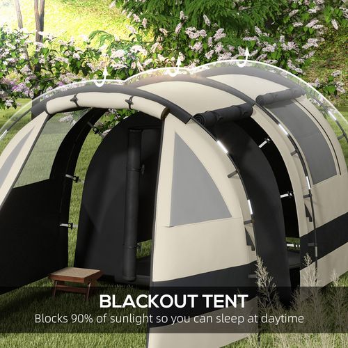 Outsunny Blackout Camping Tent with Bedroom & Living Room for 4-5 Person, Khaki - Cheap Tent