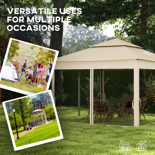 Outsunny Garden Folding Tent Heavy Duty Pop Up Gazebo for Party Cream - Cheap Tent