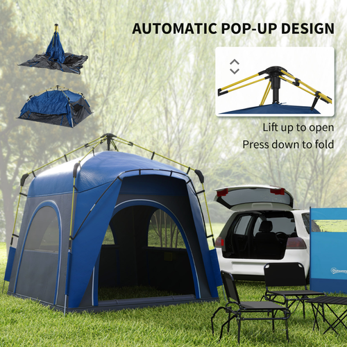 Four Man Pop Up Tent Automatic Camping Backpacking Dome Shelter, Grey Outsunny - Cheap Tent