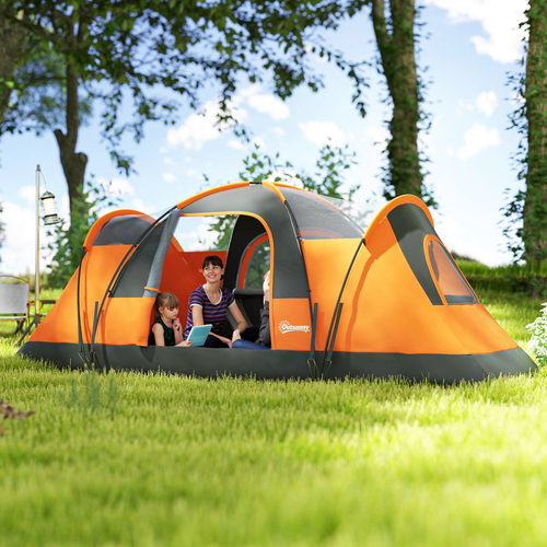 Outsunny 5-6 Man Camping Tent with Bag, Fibreglass and Steel Frame - Cheap Tent