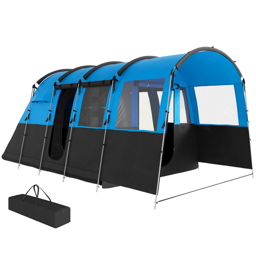 Outsunny 8-Person Camping Tent Tunnel Design with 4 Large Windows - Cheap Tent