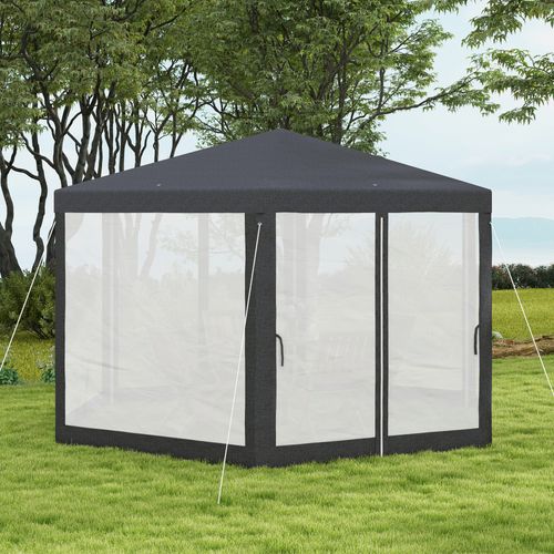 Outsunny Hexagonal Gazebo Patio, Outdoor Canopy Patio Party Tent Dark Grey - Cheap Tent