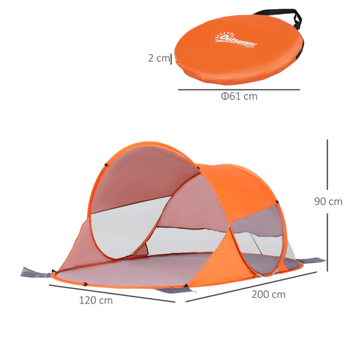 Portable Automatic Pop Up Beach Tent Outdoor Camp Shelter Orange Outsunny - Cheap Tent