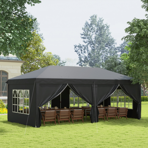 3 x 6m Pop Up Gazebo Height Adjustable Party Tent w/ Storage Bag Black - Cheap Tent