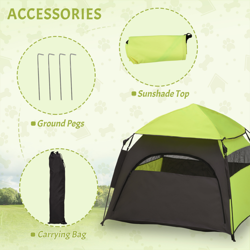 PawHut Foldable Dog Cat Tent with Waterproof Oxford Cloth, Carry Bag, Green - Cheap Tent