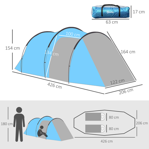 3 Man Camping Tent w/ 2 Rooms Porch Vents Rainfly Weather-Resistant Outsunny - Cheap Tent