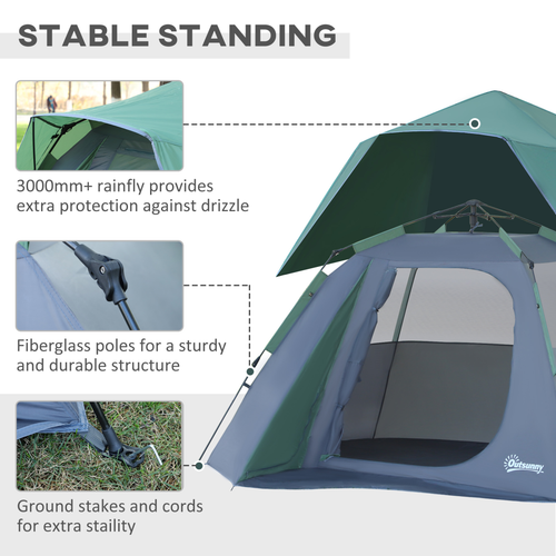 Family Pop-Up Camping Tent W/ Removable Waterproof Rainfly Outsunny - Cheap Tent