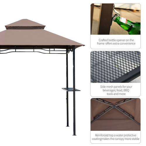 Outsunny 8ft Double-Tier Gazebo Grill Canopy Tent Shelter-Coffee - Cheap Tent