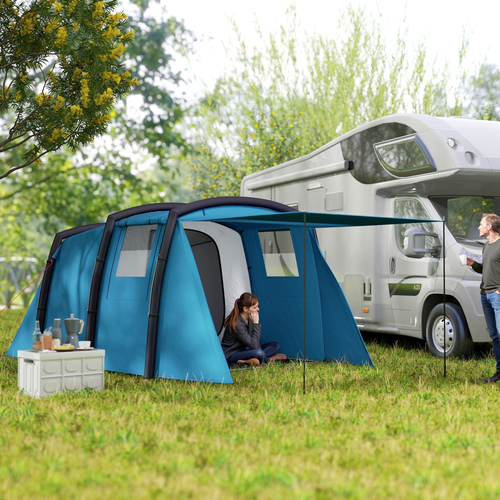 Outsunny Inflatable 3-4 Man Tunnel Tent w/ Air Pump, Living Area - Cheap Tent