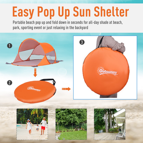 Portable Automatic Pop Up Beach Tent Outdoor Camp Shelter Orange Outsunny - Cheap Tent
