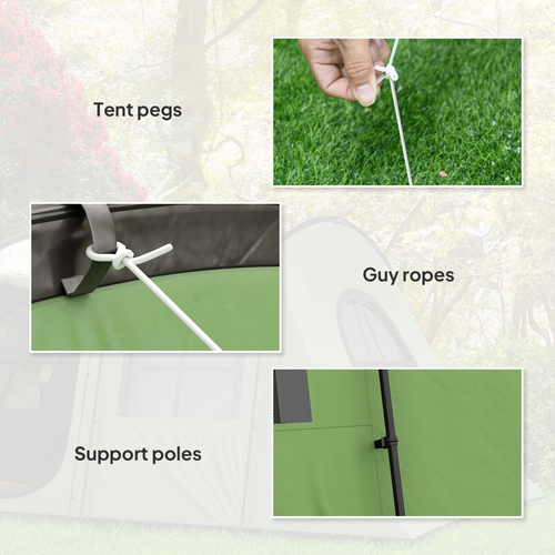 Outsunny 3-4 Man Tunnel Tent with Sewn in Floor, 3000mm Waterproof - Cheap Tent
