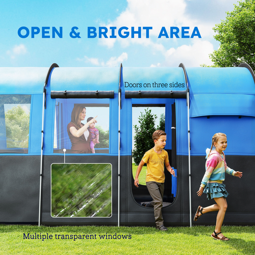 Outsunny 8-Person Camping Tent Tunnel Design with 4 Large Windows - Cheap Tent