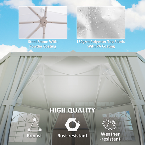 Outsunny 6.8 x 5m Garden Octagonal Gazebo Party Wedding Tent Heavy Duty Marquee - Cheap Tent