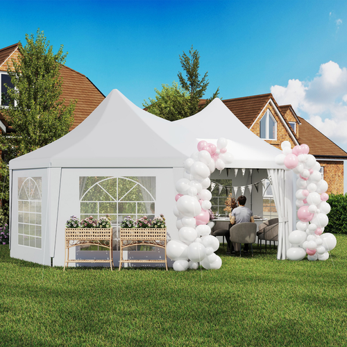 Outsunny 6.8 x 5m Garden Octagonal Gazebo Party Wedding Tent Heavy Duty Marquee - Cheap Tent