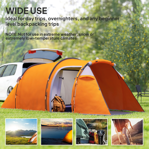 Outsunny 3 Man 2-Room Tent Camping Tent With Living Area Air Vents - Cheap Tent