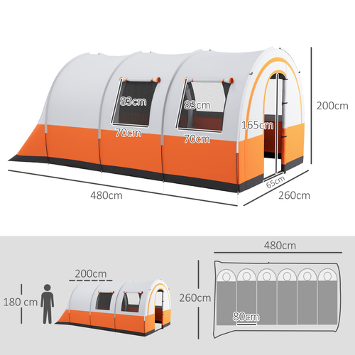 Outsunny Camping Tent, 3000mm Waterproof Family Tent for 5-6 Man, Grey and Blue - Cheap Tent