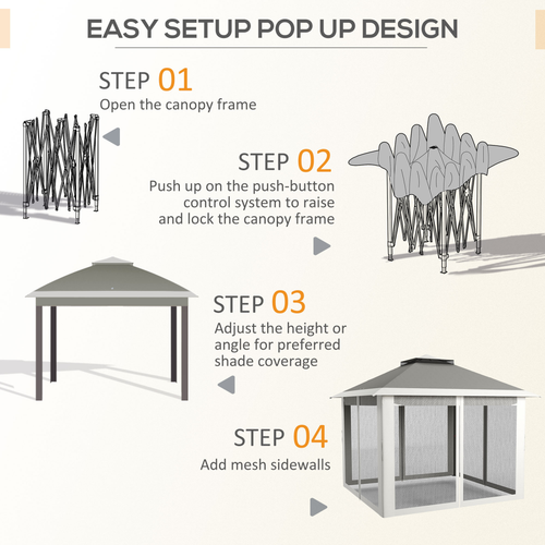 Outsunny Pop Up Gazebo Height Adjustable Canopy Tent w/ Carrying Bag, Dark Grey - Cheap Tent