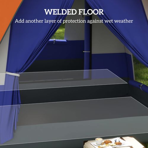 Outsunny Camping Tent with 3000mm Waterproof Rainfly & Screen Panels, Orange - Cheap Tent