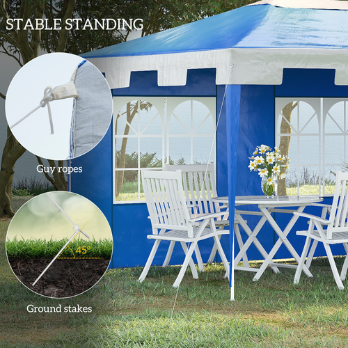Outsunny 4x3m Garden Heavy Duty Gazebo Marquee Party Tent-Blue - Cheap Tent