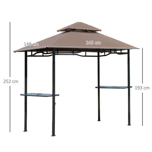 Outsunny 8ft Double-Tier Gazebo Grill Canopy Tent Shelter-Coffee - Cheap Tent