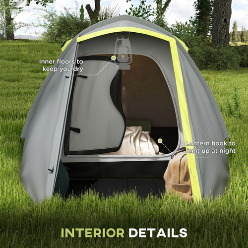 Outsunny 2-3 Man Camping Tent with Living Area, 2000mm Waterproof, Blue - Cheap Tent