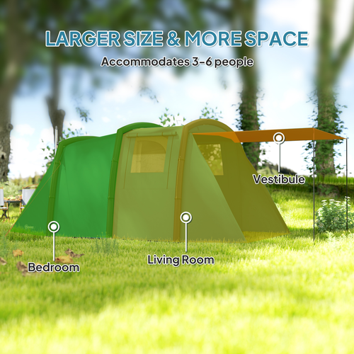 Outsunny Inflatable 3-4 Man Tunnel Tent w/ Air Pump, Living Area - Cheap Tent