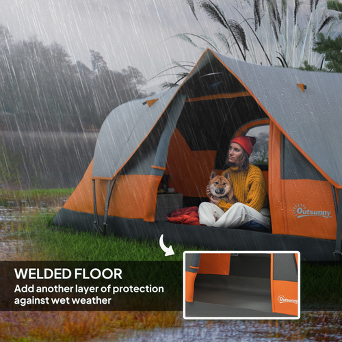 Outsunny 5-6 Man Camping Tent with Bag, Fibreglass and Steel Frame - Cheap Tent