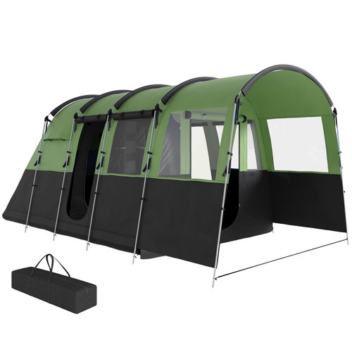 Outsunny 8-Person Camping Tent Tunnel Design with 4 Large Windows - Cheap Tent