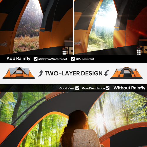 Outsunny 5-6 Man Camping Tent with Bag, Fibreglass and Steel Frame - Cheap Tent