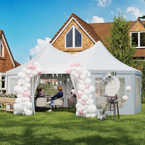 Outsunny 6.8 x 5m Garden Octagonal Gazebo Party Wedding Tent Heavy Duty Marquee - Cheap Tent