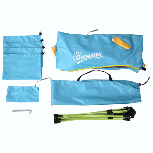 2 Man Pop-up Beach Tent Sun Shade Shelter Hut Windows Door Light Blue Outsunny - Cheap Tent