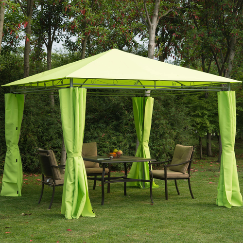 Garden Metal Gazebo Party Tent Canopy Shelter Pavilion Sidewalls-Lemon Green - Cheap Tent