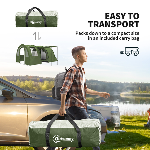 Outsunny 5-6 Man Family Tent Camping Tent with 2 Room and Carry Bag - Cheap Tent