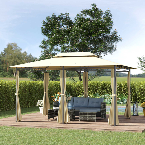 Metal Gazebo Curtains 4x3m Canopy Party Tent Garden Pavillion Patio Shelter - Cheap Tent