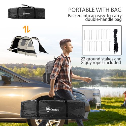 Outsunny Blackout Camping Tent with Bedroom & Living Room for 4-5 Person, Khaki - Cheap Tent