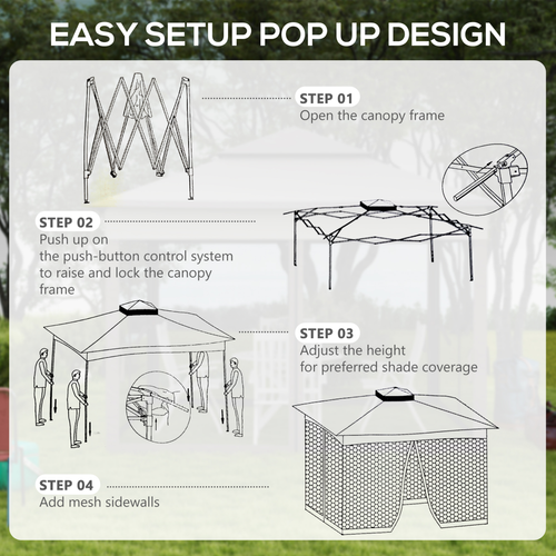 Outsunny Garden Folding Tent Heavy Duty Pop Up Gazebo for Party Cream - Cheap Tent
