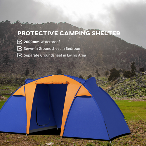 Outsunny Camping Tent with 2 Bedroom, Living Area and Awning for 4-6 Person - Cheap Tent